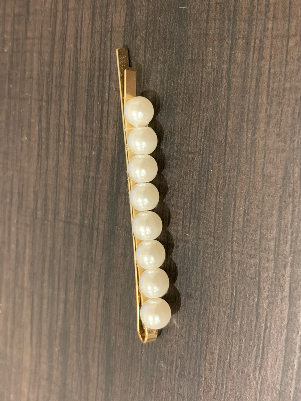 Pearl Accent Gold Hair Barrette - Women Accessories
